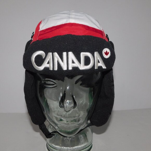 VTG HBC 2010 Vancouver Olympics Team Canada Youth Trapper Hat Cap Ear Flaps - Picture 1 of 9